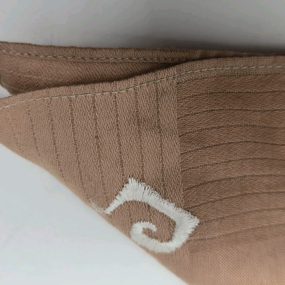 Vintage Mens Monogram Pocket Square Handkerchief Letter J Tan Taupe Embroidered - Picture 7 of 8